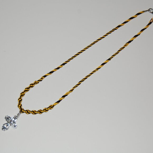 Cross Necklace,Braided Cord,Colorful Necklace,Bicolor Cord Necklace - Picture 3 of 3